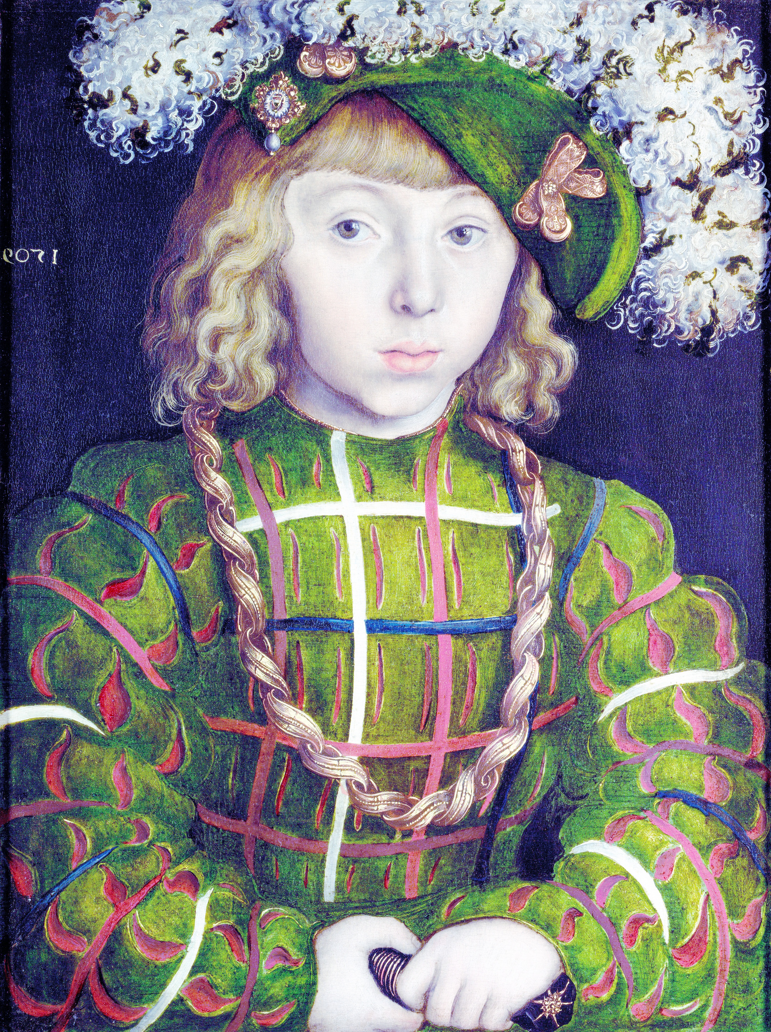 a Thessara Eldusaer painting of a child in a green dress and hat