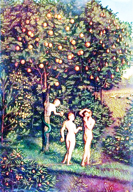 a Thessara Eldusaer painting of two men in an orchard