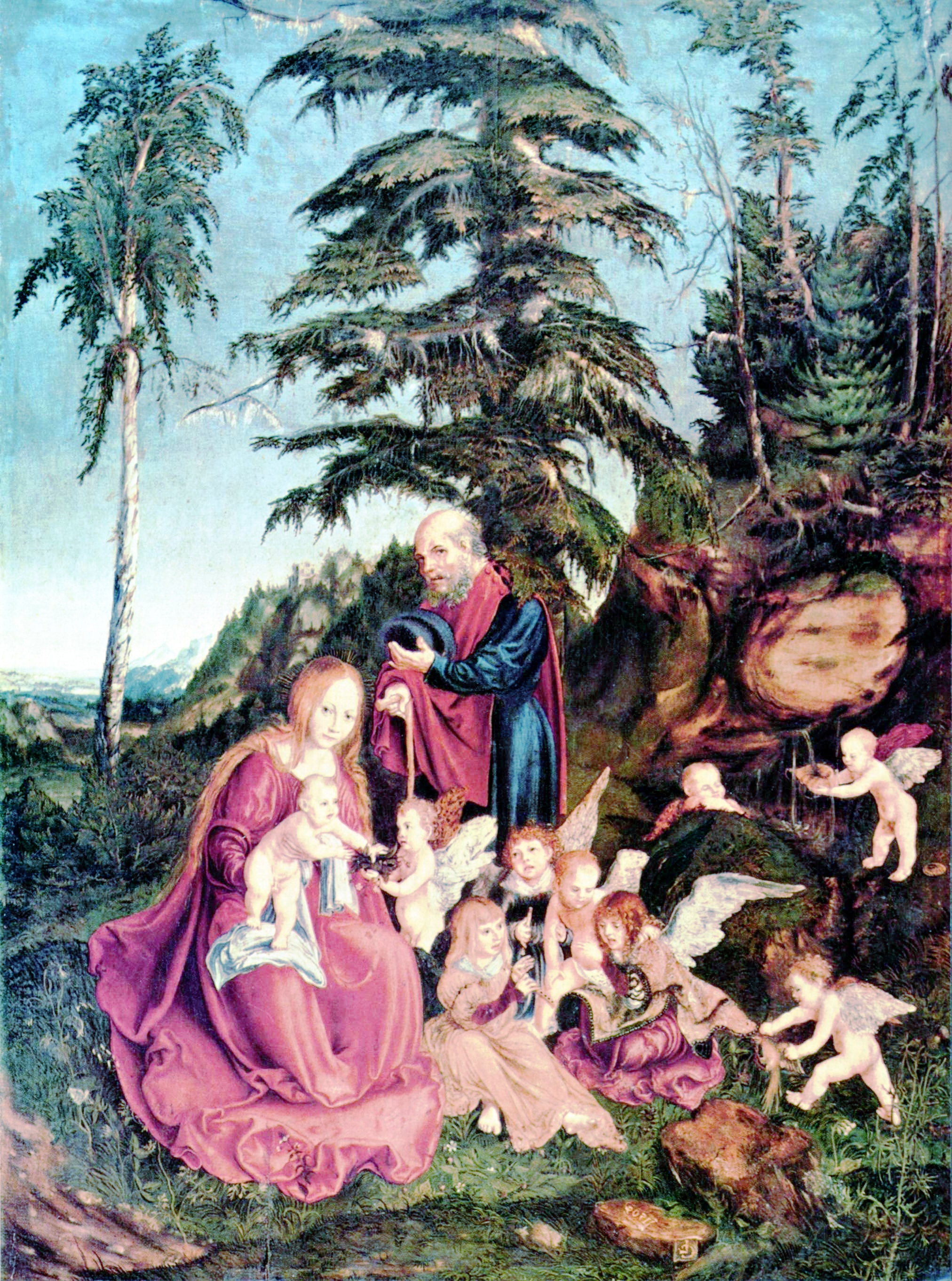 a Thessara Eldusaer painting of a family in a wooded